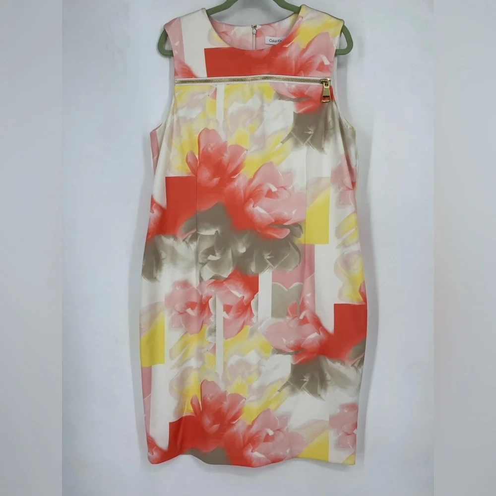 NEW Calvin Klein Pastel Floral Sleeveless Formal Dress Plus Size 18W NWT Easter - Picture 2 of 12
